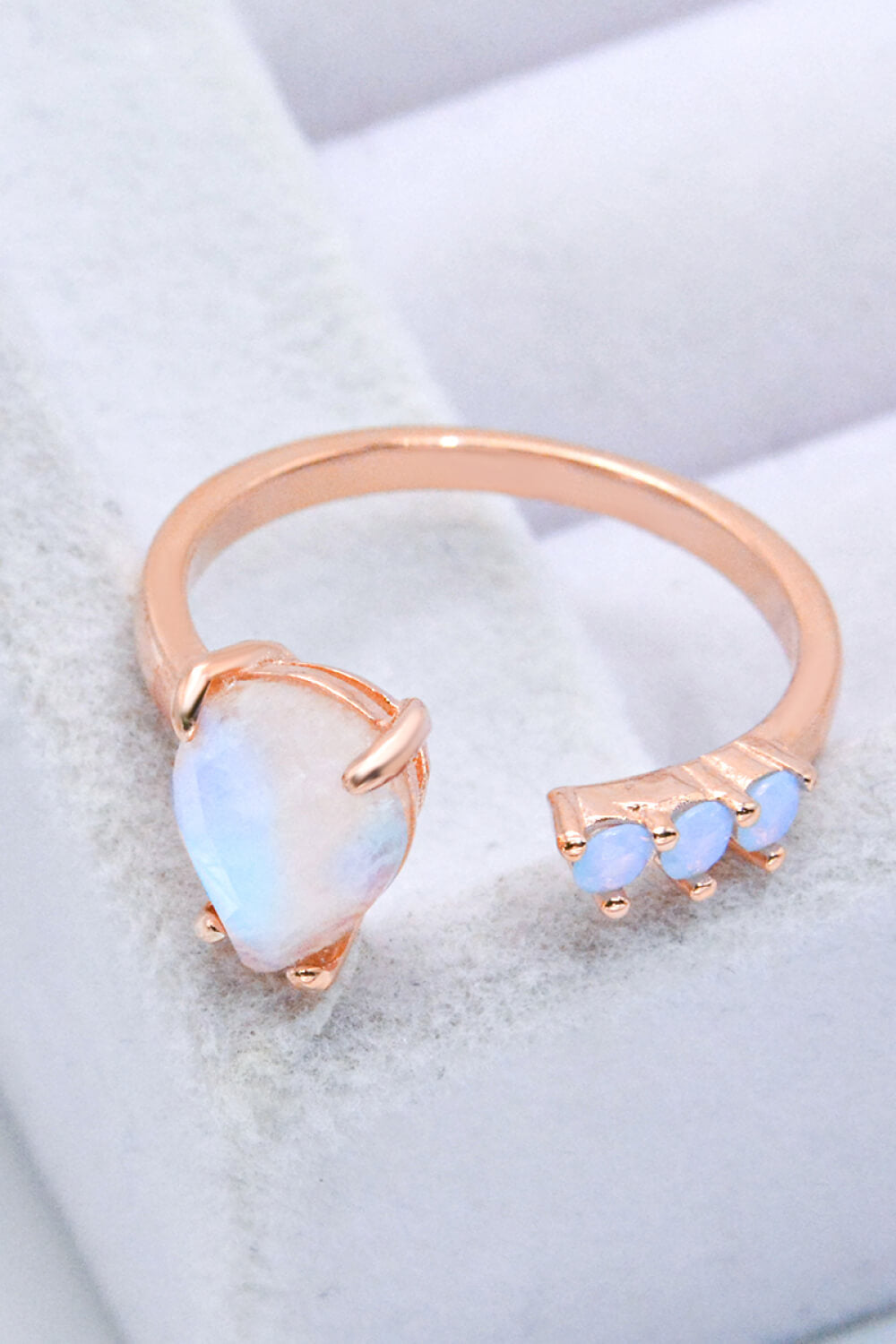 18K Rose Gold-Plated Moonstone Open Ring - razmas Shop