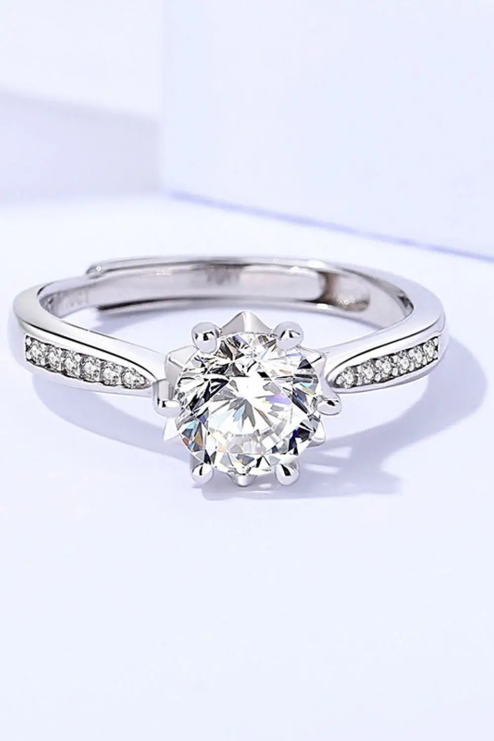 1 Carat Moissanite Adjustable 6-Prong Ring - Razmas Shop