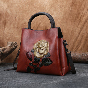 Hand-rubbed color bucket bag