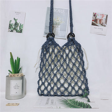 Women One Shoulder Hand Straw Beach Bag