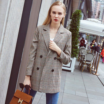 Plaid blazer female Korean version ladies