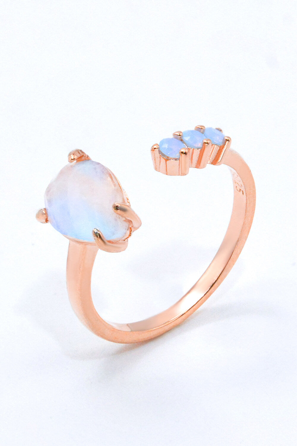 18K Rose Gold-Plated Moonstone Open Ring - razmas Shop