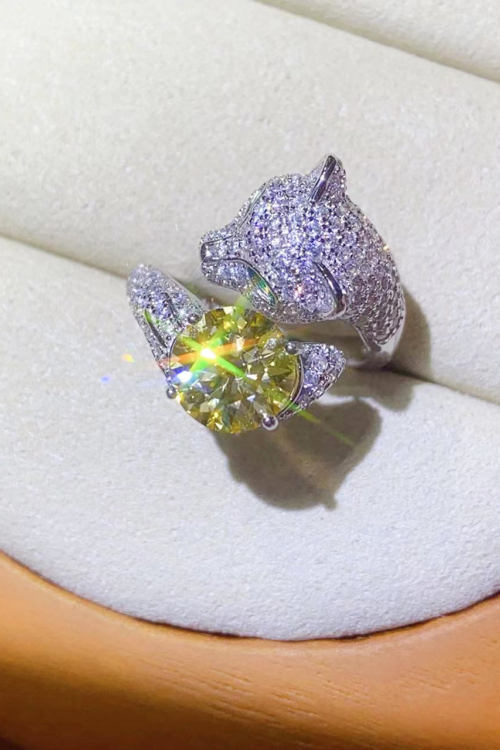 2 Carat Yellow Moissanite Animal Bypass Ring - razmas Shop