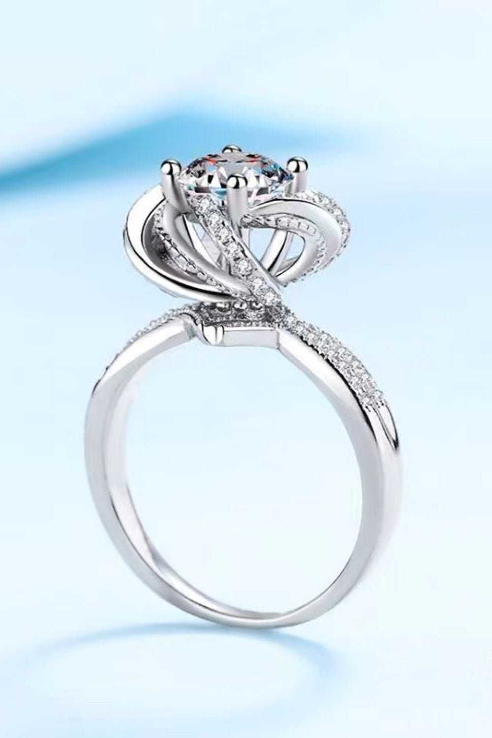 2 Carat Moissanite Floral Platinum-Plated Ring - razmas Shop