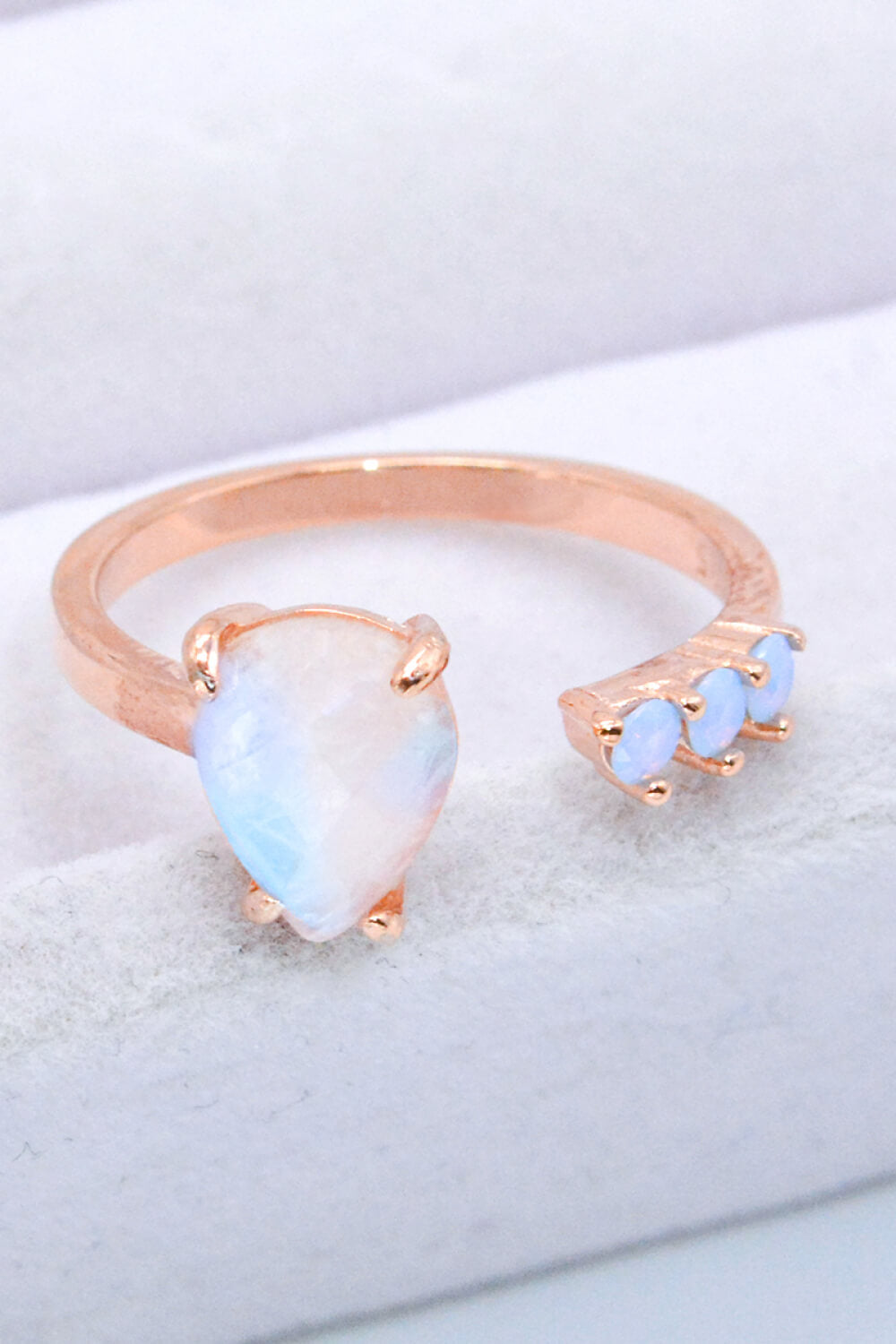 18K Rose Gold-Plated Moonstone Open Ring - razmas Shop