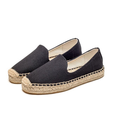 Fisherman Shoes Women's Thick-Bottomed Low-Top Canvas Straw Spring And Summer New Style One Pedal Comfortable Simple Loafer Shallow Mouth Casual