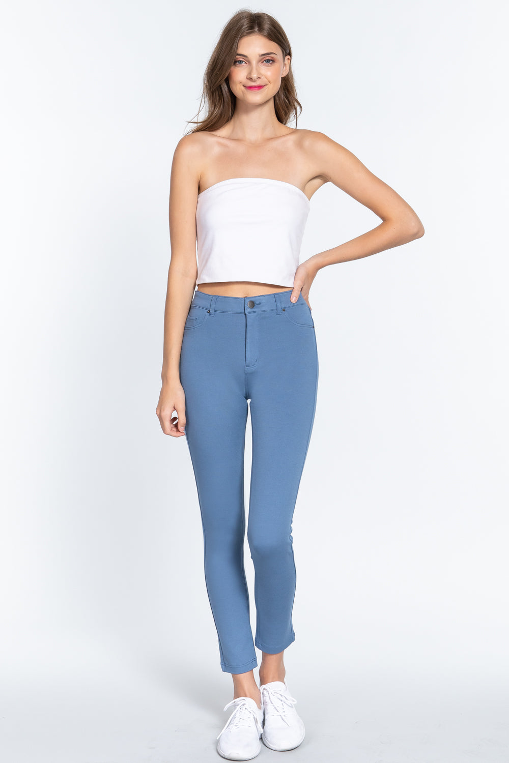 5-pockets Shape Skinny Ponte Mid-rise Pants - razmas Shop