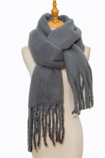 Fringe Detail Polyester Scarf