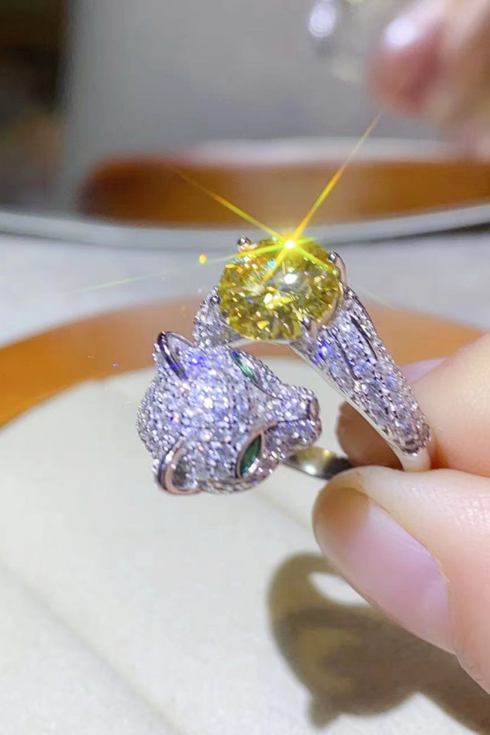 2 Carat Yellow Moissanite Animal Bypass Ring - razmas Shop