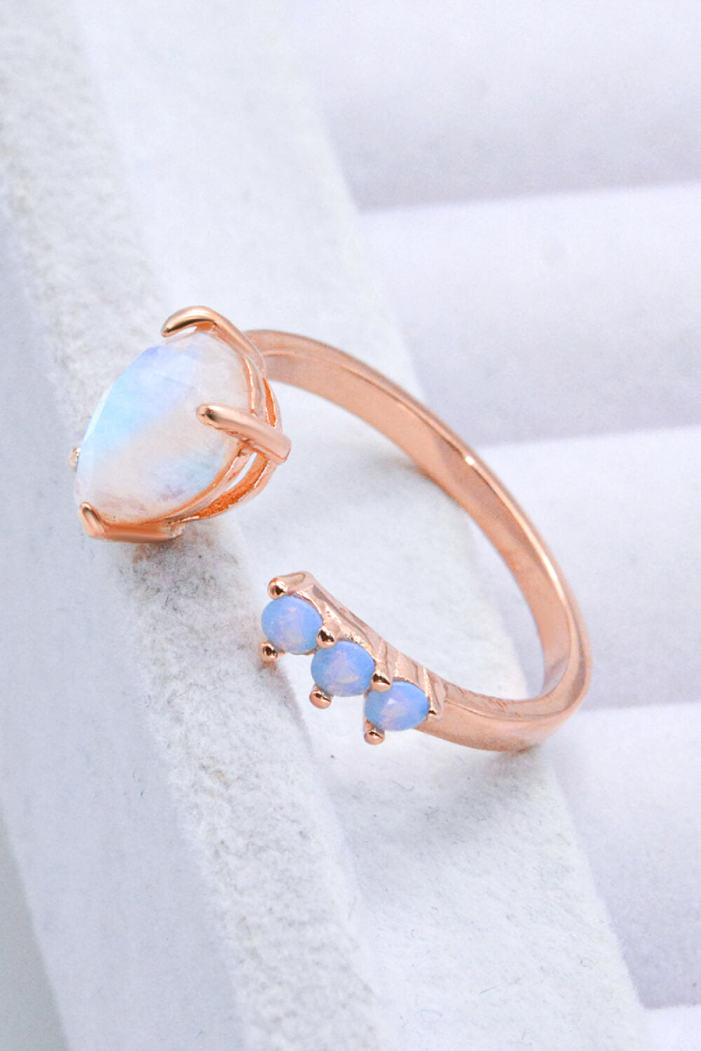 18K Rose Gold-Plated Moonstone Open Ring - razmas Shop